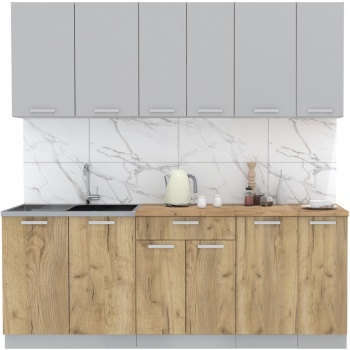 Кухня 2.1 ЛДСП Серебро - Дуб золотой