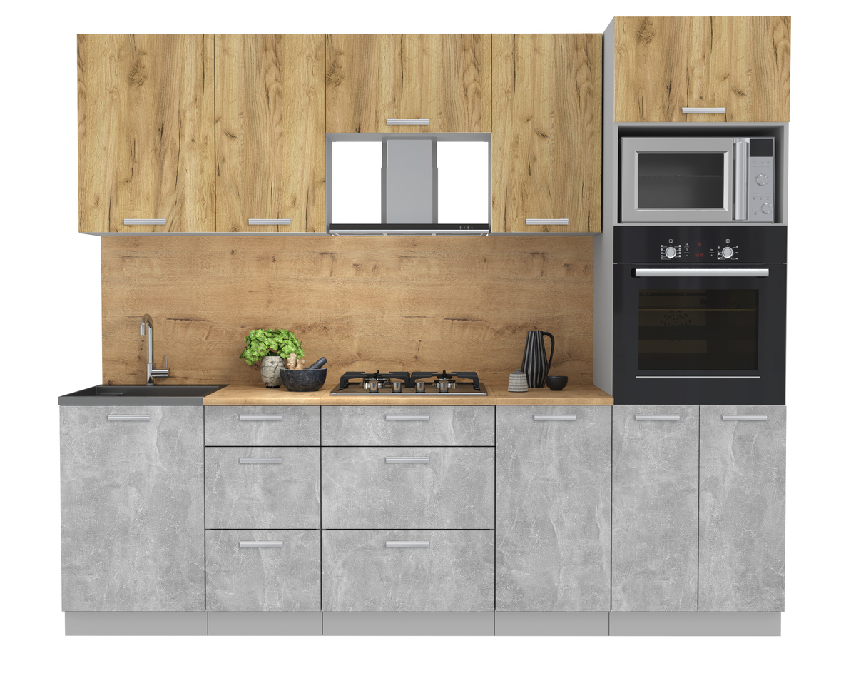 Лайт2,5 дуб золотой+бетон на белом