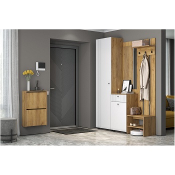 Прихожая Милан со шкафом Дуб золотой - Белый