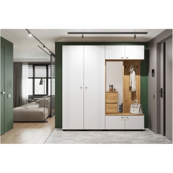 Прихожая Милан-2 со шкафом Дуб золотой - Белый