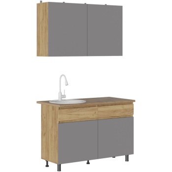 Кухня Квик-Степ 1.2 Дуб золотой - Серый шифер