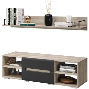 Тумба ТВ и полка Наоми ТБ-16 Дуб каньон - Графит