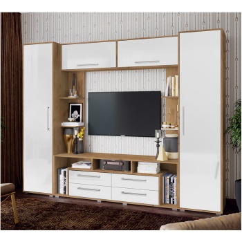 Гостиная Гармония Белый глянец - Дуб Крафт